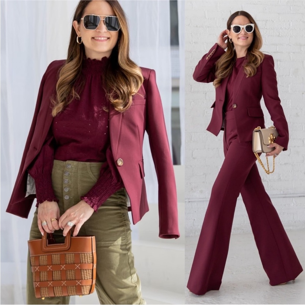 Like New Veronica Beard Farley Dickey Blazer Jacket Merlot Burgundy